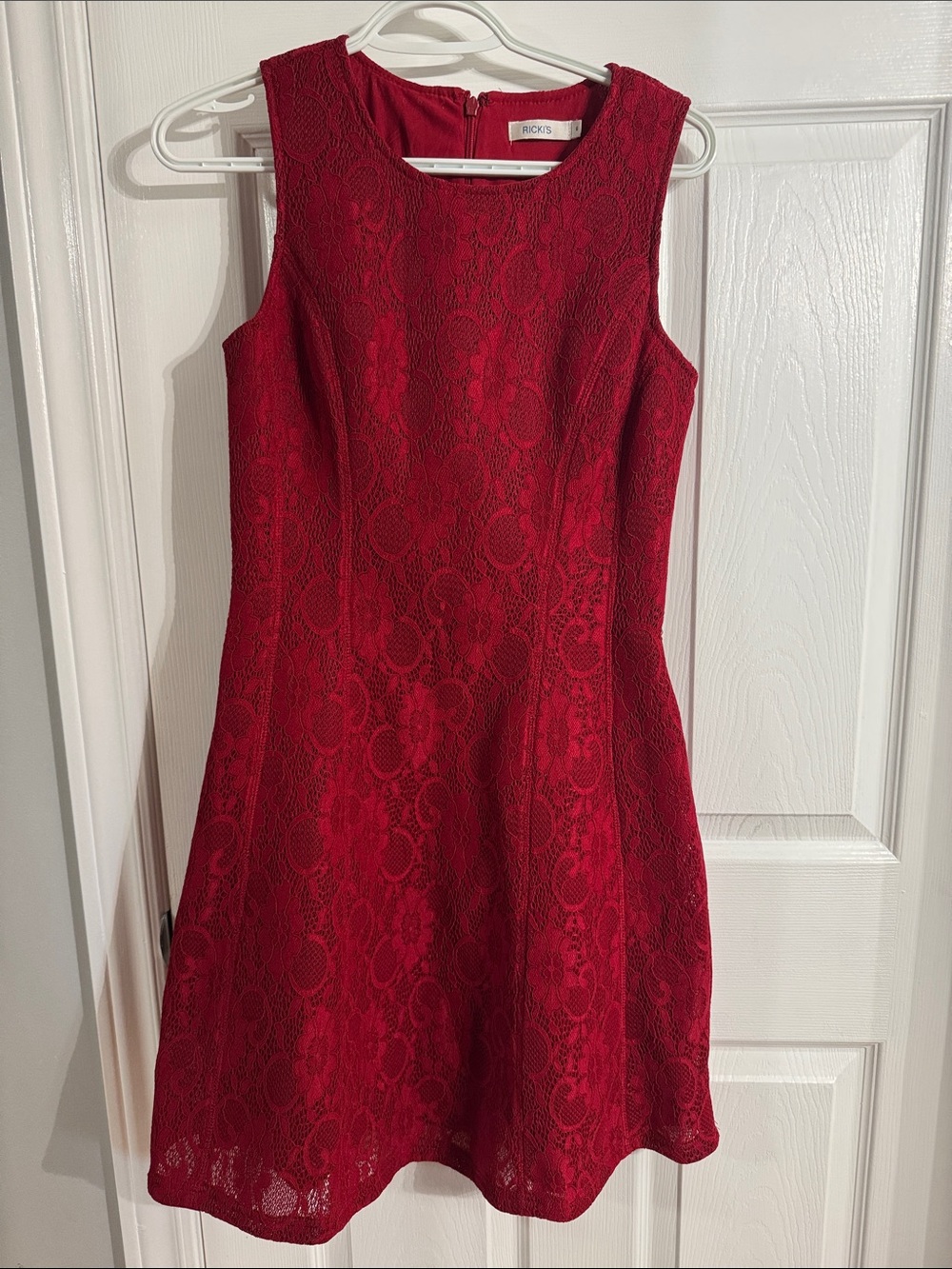 Ricki's Crimson Lace Sleeveless Fit-and-Flare Dress